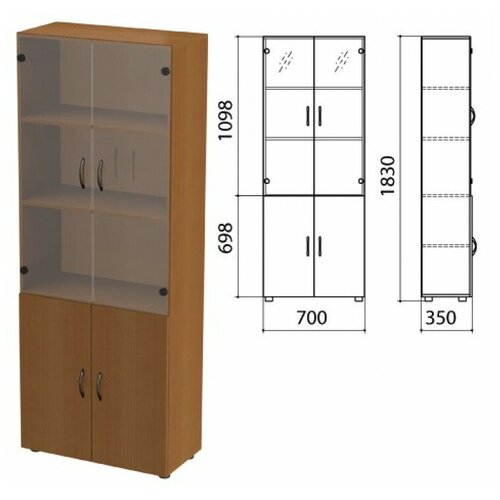 Шкаф закрытый со стеклом «Канц», 700×350×1830 мм, цвет орех пирамидальный (комплект)