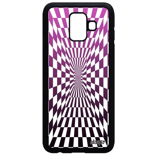фото Защитный чехол на телефон // samsung galaxy a6 2018 // "иллюзия шахмат" графический картинки, utaupia, розовый