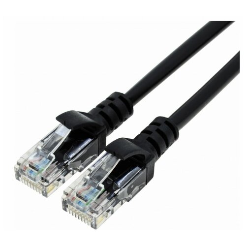 Кабель CAT-5E RJ-45 (патч-корд) черный, Длина: 2 м кабель cat 5e rj 45 патч корд серый длина 7 5 м