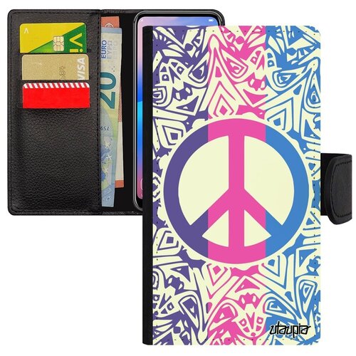 фото Противоударный чехол-книжка для мобильного // apple iphone xr // "peace and love" символ мир и любовь, utaupia, цветной