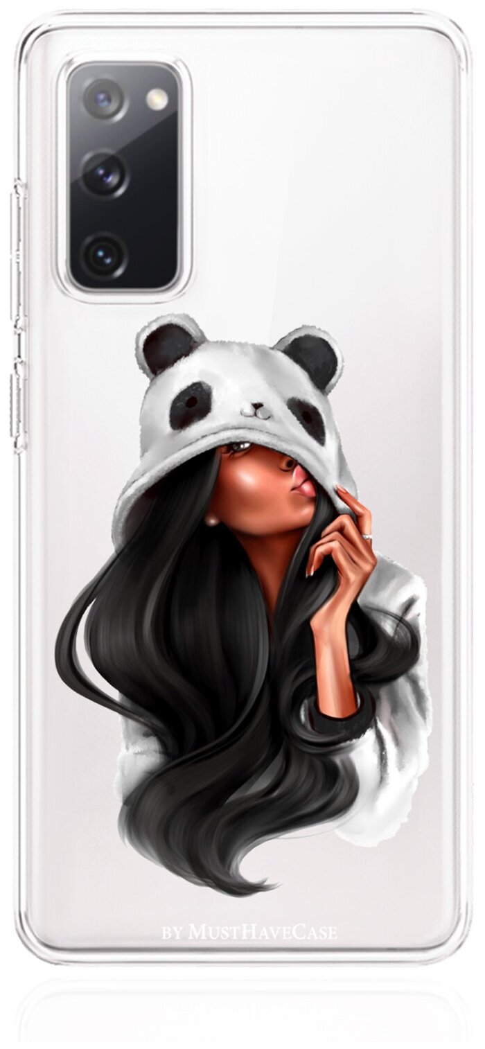 Прозрачный силиконовый чехол MustHaveCase для Samsung Galaxy S20 FE Panda Girl/ Панда для Самсунг Галакси С20 ФЕ Противоударный