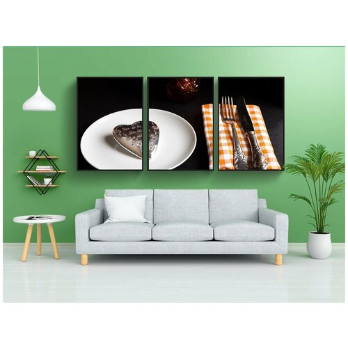 фото Набор модулных постеров для интерьера "обложка, тарелка, столовые приборы" 60x90 см. в тубусе, без рамки lotsprints