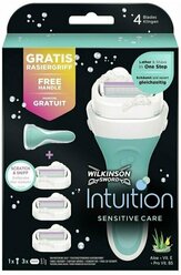 Wilkinson Sword INTUITION Sensitive / Бритвенный станок + сменные кассеты для бритвы (3 шт)