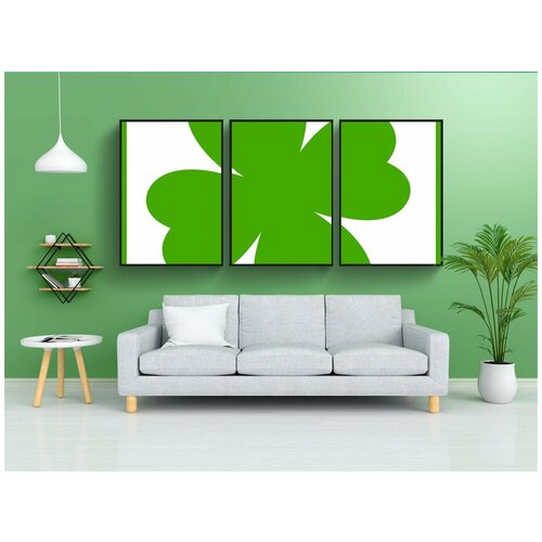 фото Набор модулных постеров для интерьера "четырехлистный клевер, клевер, удача" 60x90 см. в тубусе, без рамки lotsprints