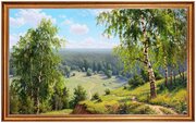 Картина на холсте, "Берёзовая долина", 100х60 см. Холст на деревянном подрамнике, оформлена в багет, Арт. ПИ-х8