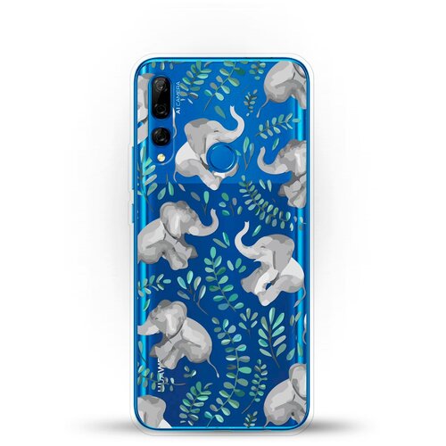 фото Силиконовый чехол узор из слонов на huawei y9 prime (2019) andy & paul