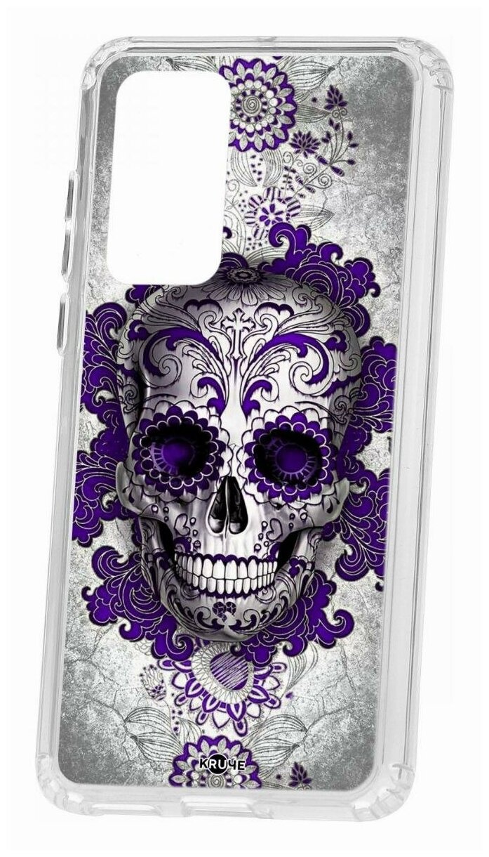 Чехол для Huawei P40 Kruche Print Sugar skull, пластиковая накладка, силиконовый бампер с защитой камеры, защитный прозрачный кейс с рисунком