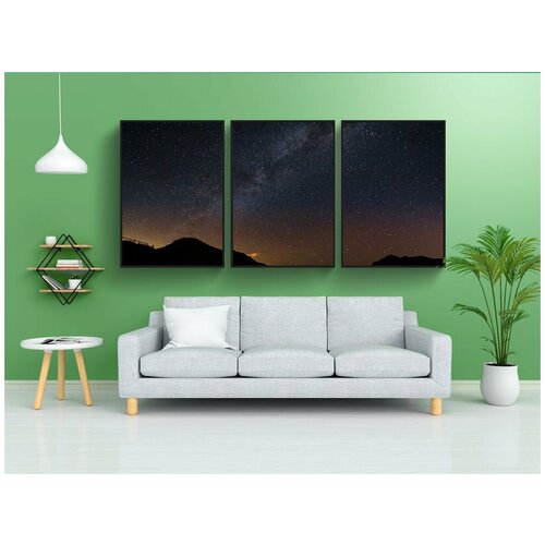 фото Набор модулных постеров для интерьера "тайвань гора хэхуань, галактика, ночная точка зрения" 60x90 см. в тубусе, без рамки lotsprints