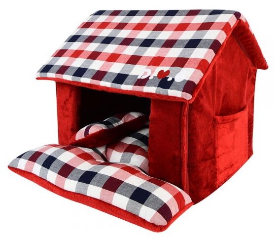 Домик для животных Puppia "BEAUFORT HOUSE", красный, 43*40*36см (Южная Корея) - фотография № 1