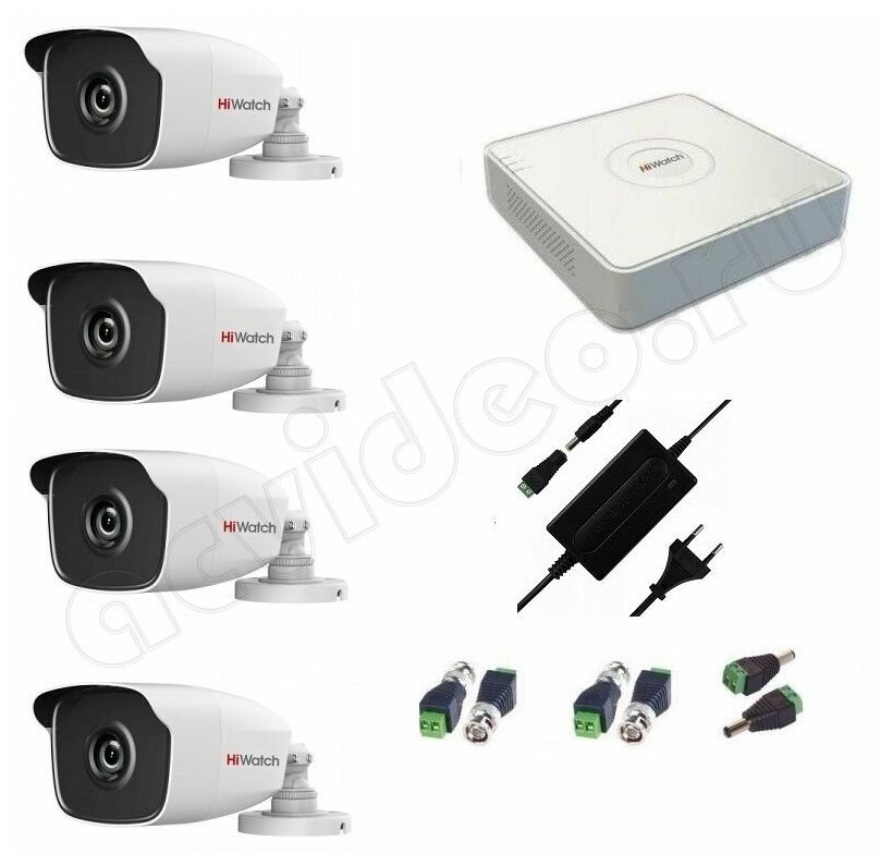 Комплект видеонаблюдения HiWatch 4-2 FullHD на 4 камеры
