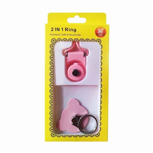 фото Держатель кольцо (ring) ps36 на палец со шнурком в комплекте (розовый) без бренда