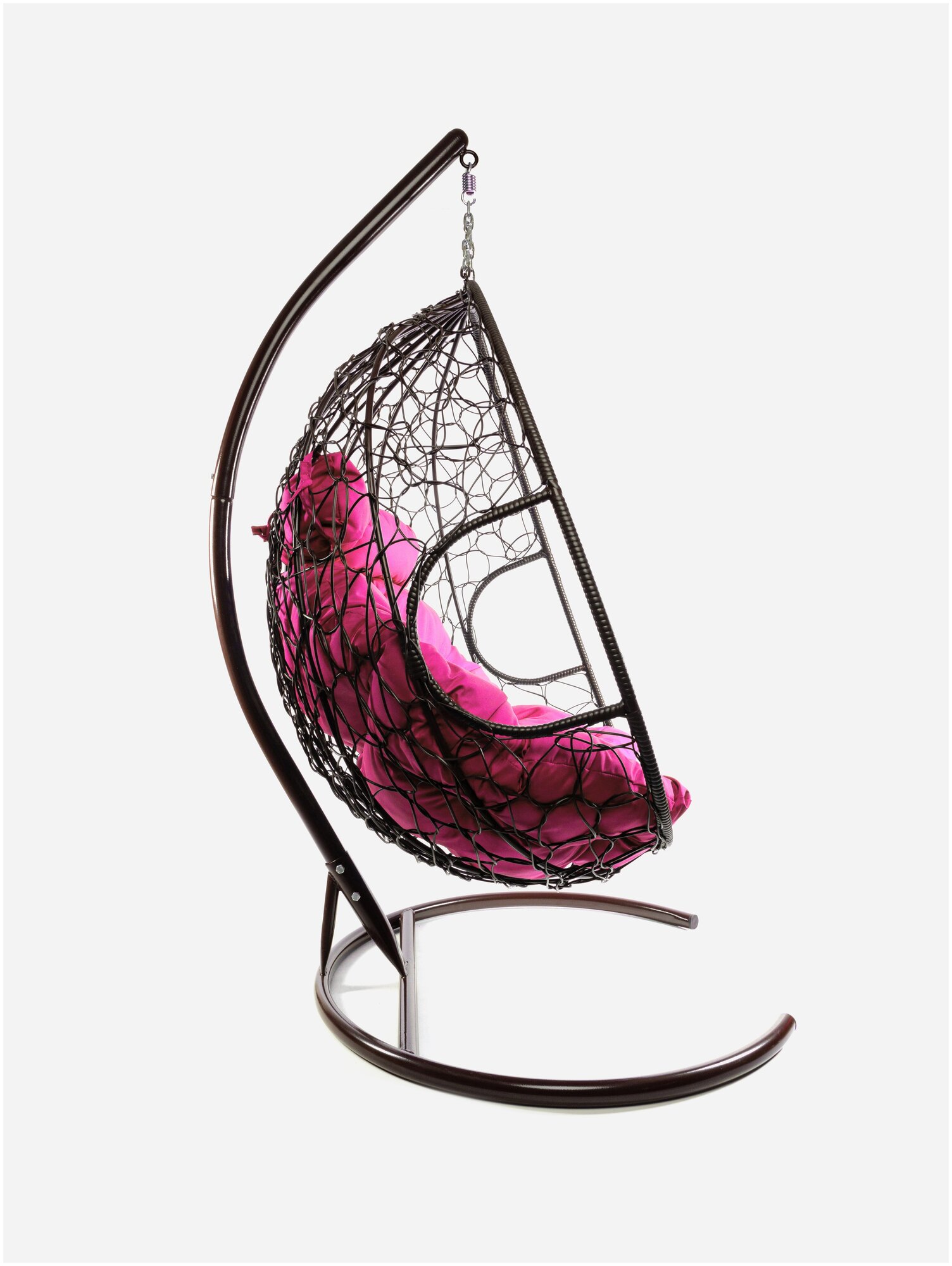 Подвесное кресло m-group для двоих коричневое, розовая подушка - фотография № 2