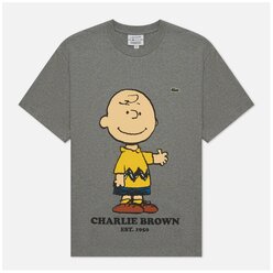 Мужская футболка Lacoste x Peanuts Crew Neck Organic Cotton серый , Размер XL