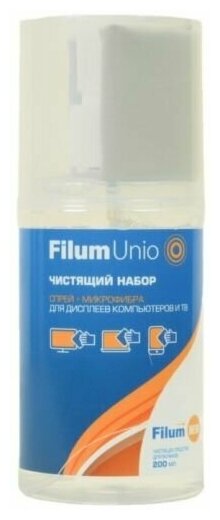 Набор для чистки Filum Unio CLN-SM-200ICD (спрей + микрофибра) мониторов и оптики 200 мл