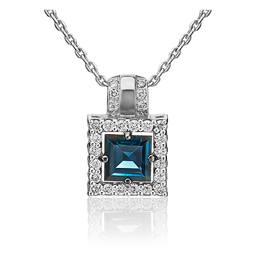 фото Platina jewelry подвеска из белого золота с сапфиром и бриллиантом 03-0427-00-105-1120-30