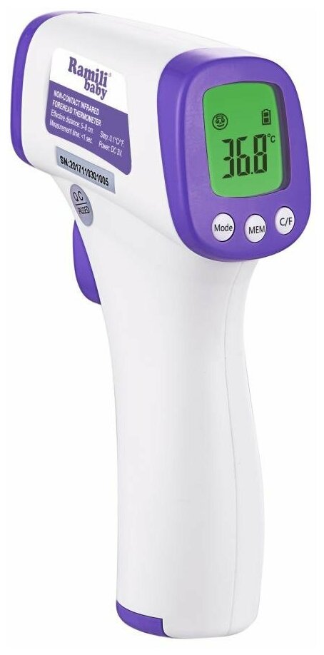 Инфракрасный термометр Ramili Baby ET3050 белый/фиолетовый