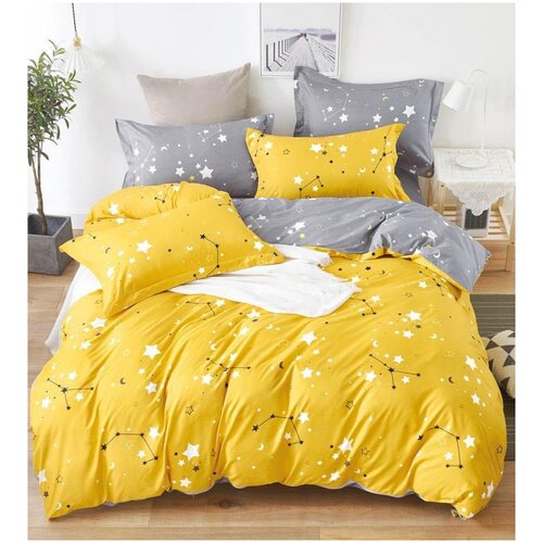 фото Постельное белье 1.5-спальное tango dream fly df01-190, микросатин, 2 наволочки 50 х 70 и 70 х 70 см, желтый/серый