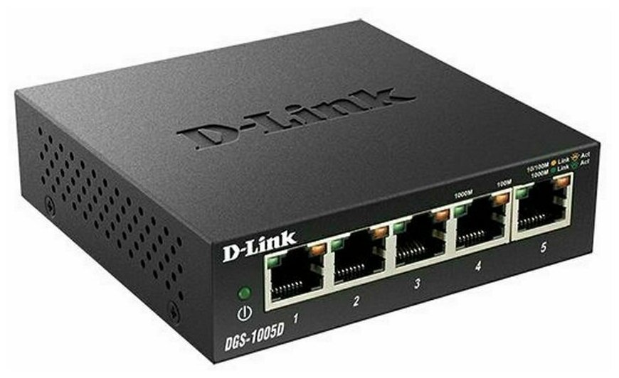 Коммутатор D-Link DGS-1005D/J2A, L2 Unmanaged Switch with 5 10/100/1000Base-T ports.2K Mac address, Auto-sensing, 802.3x Flow Control (DGS-1005D/J2A)