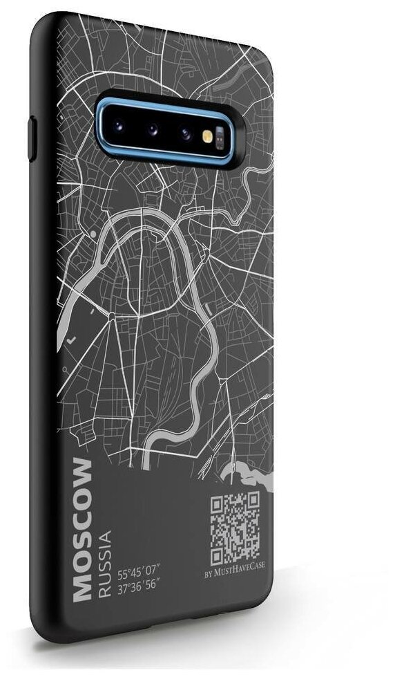 Черный силиконовый чехол MustHaveCase для Samsung Galaxy S10 Plus Карта Москвы для Самсунг Галакси С10 Плюс