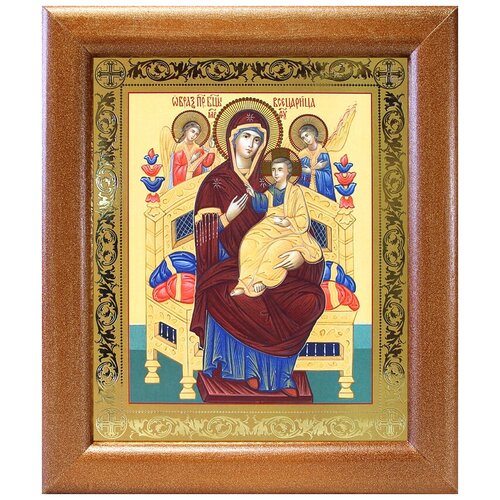 Икона Божией Матери Всецарица, широкая деревянная рамка 19*22,5 см икона божией матери всецарица широкая рамка с узором 21 5 25 см