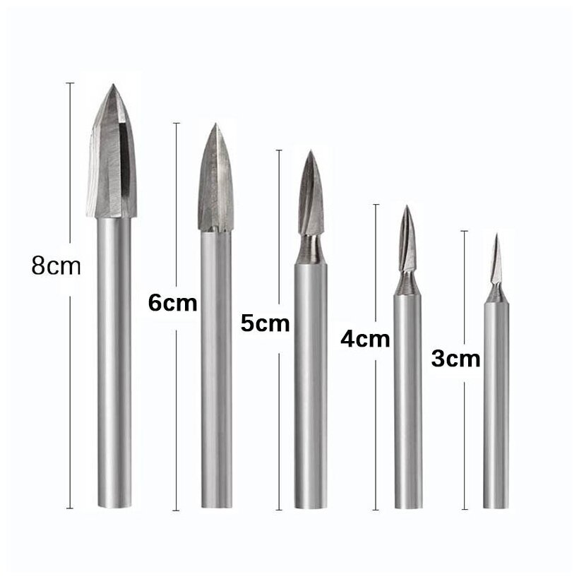 фото Гравировальные резцы по дереву для дрели, гравера, бормашинки (сверла для резьбы по дереву)