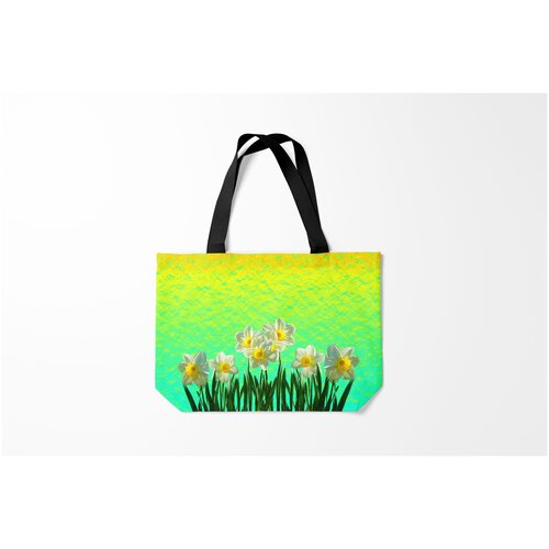 фото Сумка-шоппер / 46х35 см / девушкам / цветочки и бабочки солнечные нарциссы burnettie