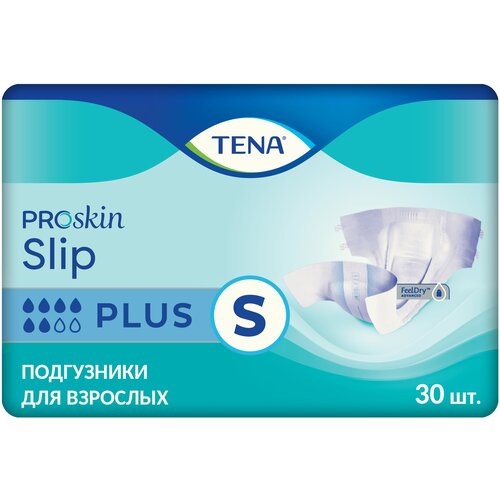 Подгузники для взрослых TENA Proskin Slip Plus, M, 6 капель, 10 шт.