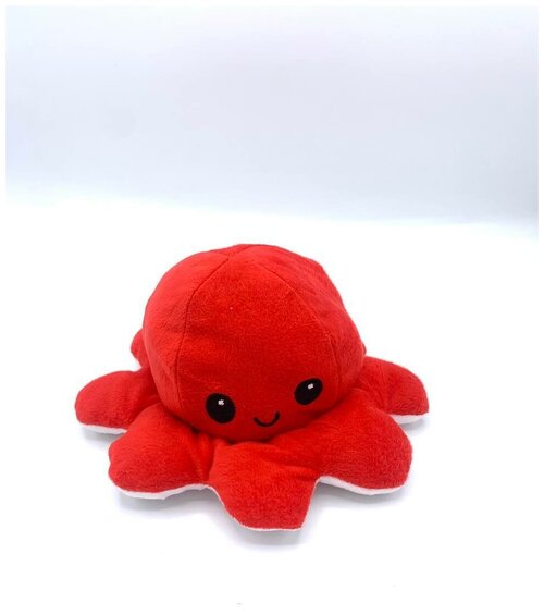 Мягкая игрушка Осьминожка перевертыш, двухсторонний осьминог Красно-Белый
