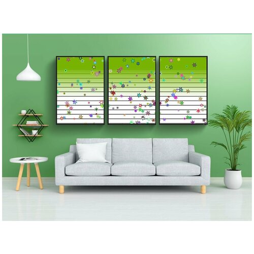 фото Набор модулных постеров для интерьера "канцелярские товары, эффект, конфетти" 60x90 см. в тубусе, без рамки lotsprints