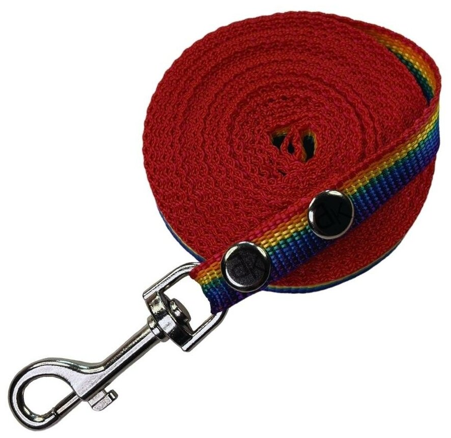 фото Поводок для маленьких собак нейлоновый 3 м х 15 мм разноцветный (от 5 кг до 15 кг) / поводок нейлоновый с карабином