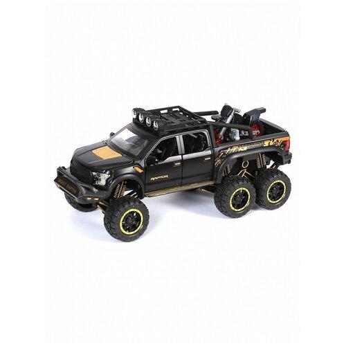 Машинка металлическая инерционная Ford F-150 6х6 + мотоцикл, свет, звук, 1:28, 10932 машинка металлическая инерционная ford f 150 6х6 мотоцикл свет звук 1 28 10932