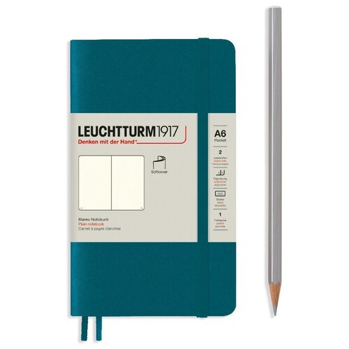 Блокнот Leuchtturm Pocket A6 61л без линовки мягкая обложка Зеленый Океан