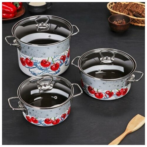 фото Набор кастрюль «росинка-элит», 3 шт: кастрюли 1,9 л, 2,5 л, 3,7 л mikimarket