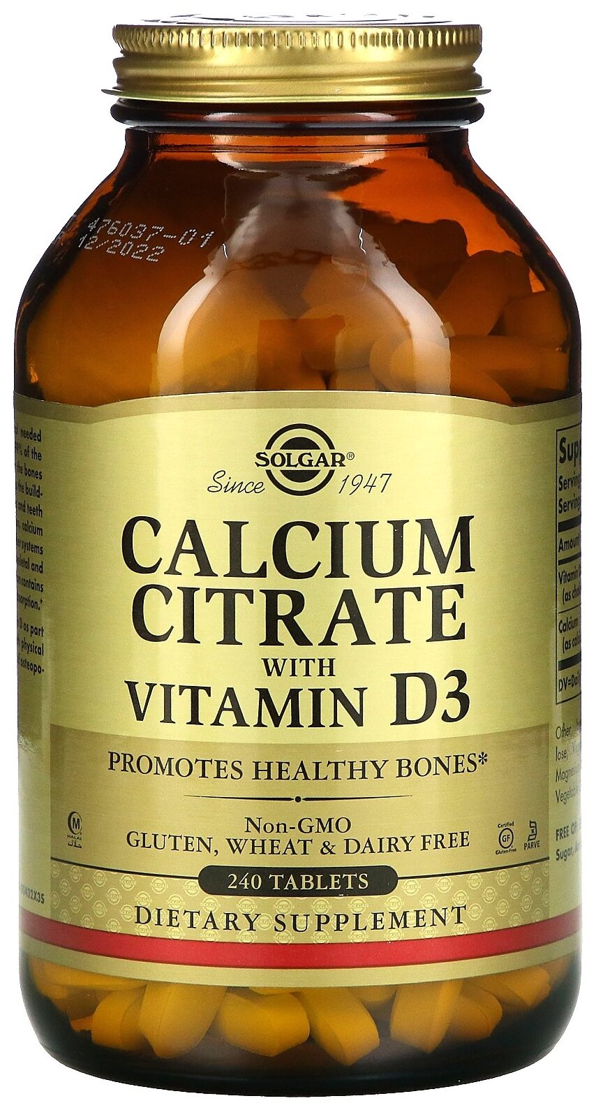 Solgar Calcium Citrate with Vitamin D3 - цитрат кальция с витамином D3 240 таблеток