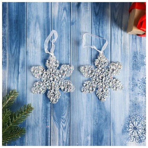 фото Украшение ёлочное "снежинка - магия" (набор 2 шт) 8 см mikimarket