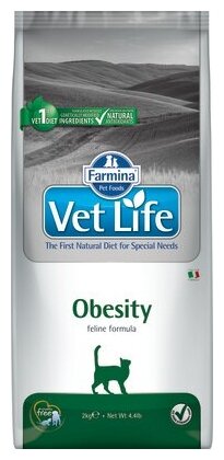 FARMINA вет. корма Сухой корм для кошек при ожирении Vet Life 4389 0,4 кг 39100 (2 шт)