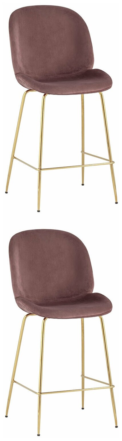 Комплект полубарных стульев 2 шт Турин со спинкой, велюр пудровый, золотые ножки