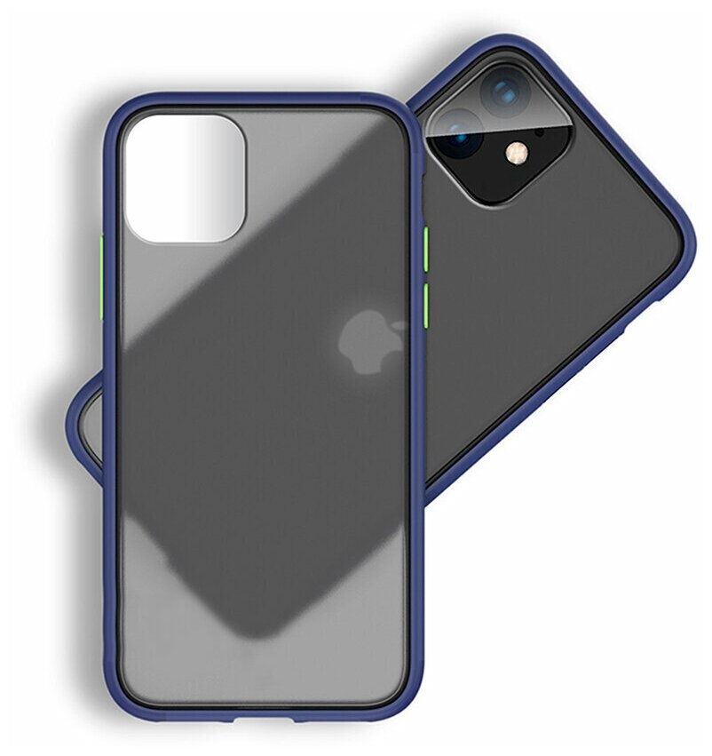 Yoho Чехол накладка бампер для iPhone 11 Pro Max, синий-салатовый, противоударный, матовый
