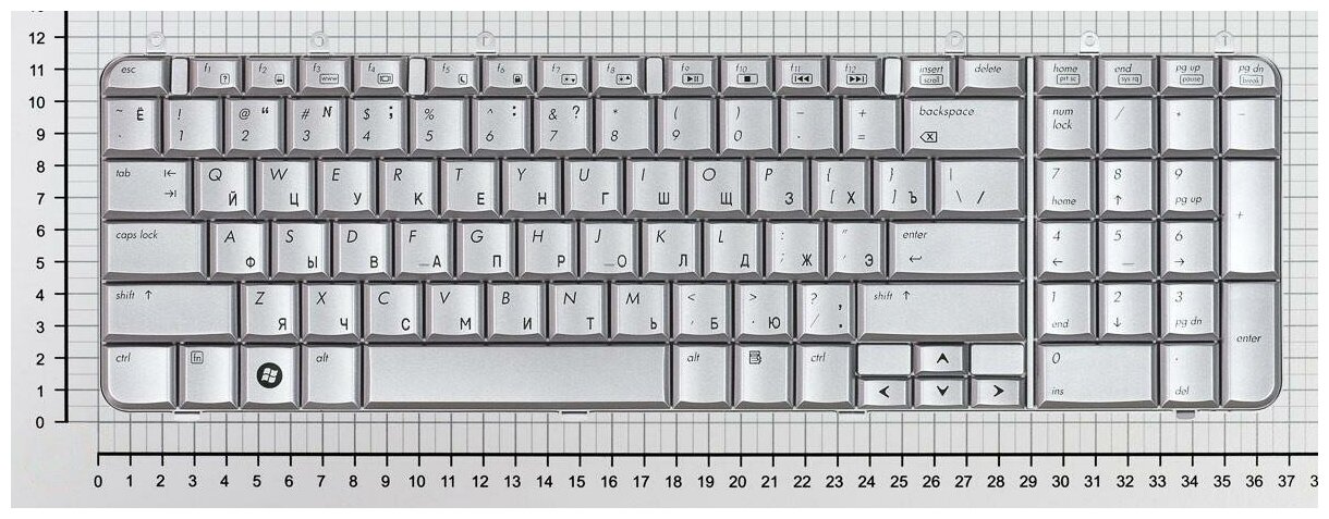 Клавиатура для ноутбука HP Pavilion dv7-1134us серебристая