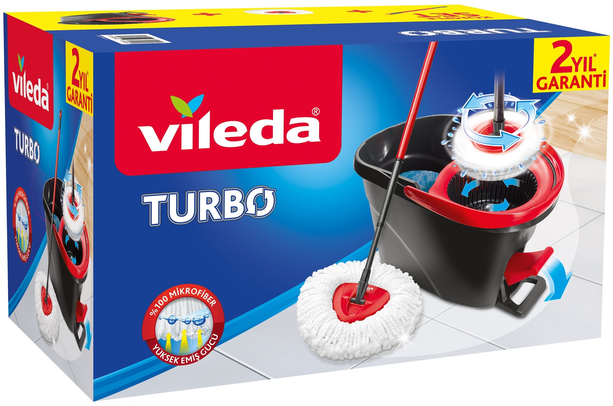 Набор для уборки VILEDA TURBO SISTEM (швабра + ведро с педальным отжимом 12л)