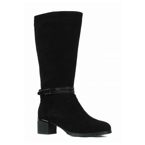 фото Полусапоги pm shoes, зимние, натуральный велюр, размер 36, черный