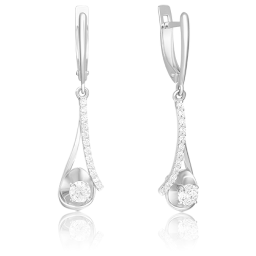 PLATINA jewelry Серьги из белого золота с Swarovski Zirconia 02-4369-00-501-1120-38