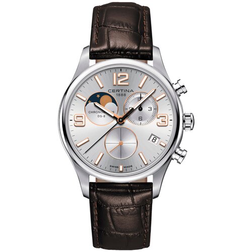 фото Наручные часы certina часы certina ds-8 moon phase c033.460.16.037.00, коричневый, серебряный