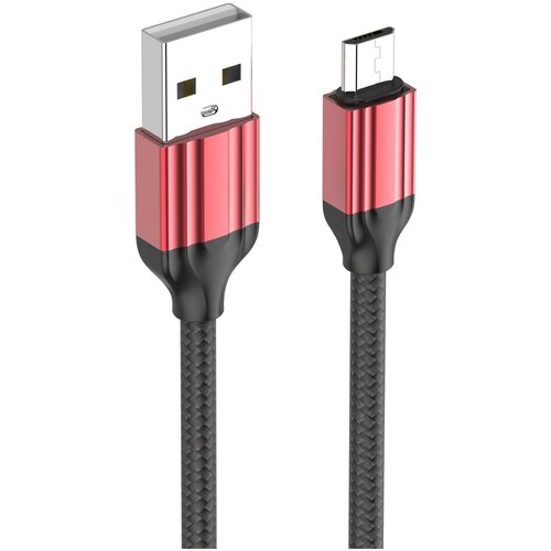 USB кабель LDNIO LS431 Micro, длина 1м, максимальный ток 2.4А, нейлоновая оплетка, красный usb кабель ldnio ls421 micro длина 1м максимальный ток 2 4а угловой коннектор нейлоновая оплетка серый