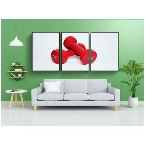 фото Набор модулных постеров для интерьера "гантели, веса, упражнения" 60x90 см. в тубусе, без рамки lotsprints