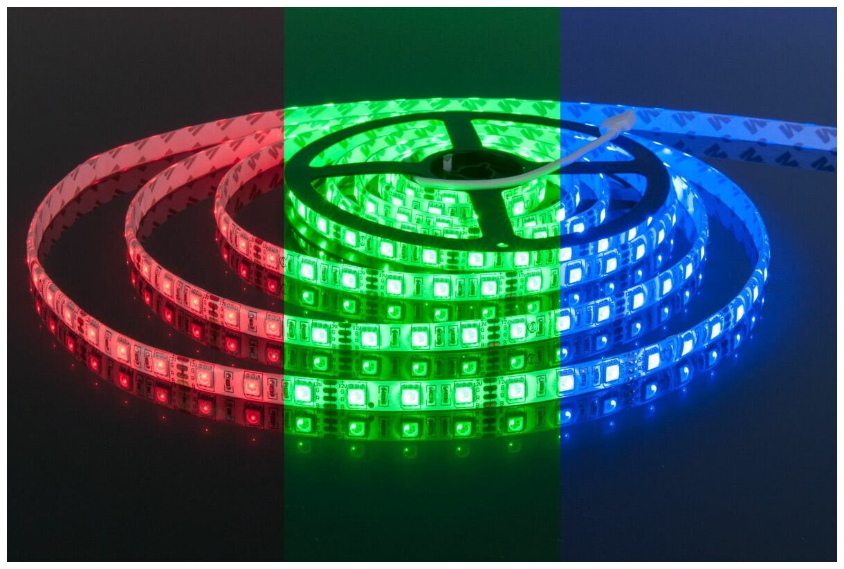 Светодиодная лента ip20 led 60 12V 5 метров Uzens RGB - фотография № 1