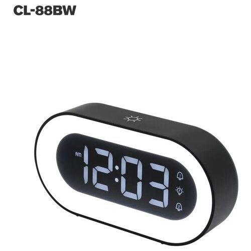Часы электронные, CL-88BW, ARTSTYLE, черные, со встр. аккум., ночником и будильником