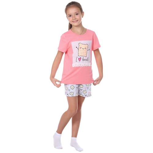 Пижама Трикотажные сезоны, размер 134, розовый