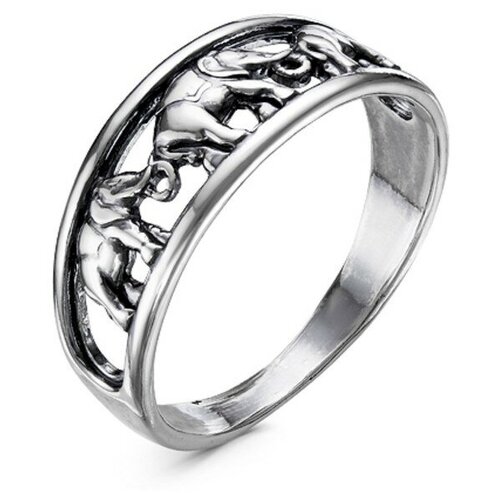 фото Кольцо "слоны", посеребрение с оксидированием, 17,5 размер mikimarket