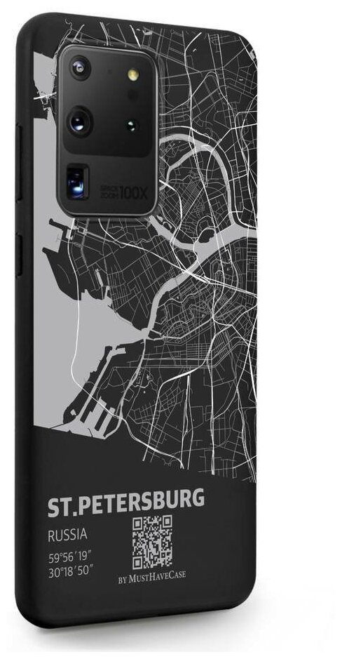 Черный силиконовый чехол MustHaveCase для Samsung Galaxy S20 Ultra Карта Санкт-Петербурга для Самсунг Галакси C20 Ультра